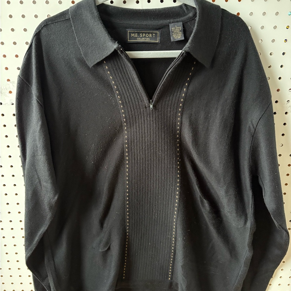 M.E.Sport Classic Black Long Sleeve Sweater
Quarter Zip Pullover Striped Design